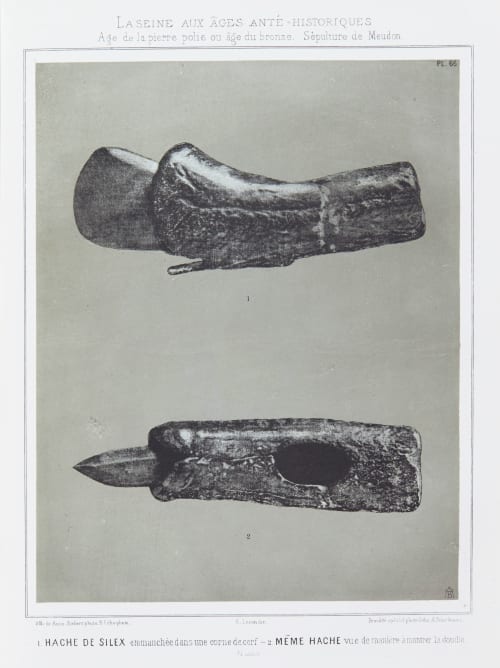 1. Hache de silex, 2. même hache Bilordeaux, Adolphe  (French, 1807-1872)