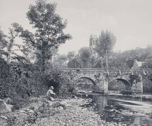 10. Saint-Céneri — Le Pont et l’Église Magron, Henri  (French, 1845-1927)