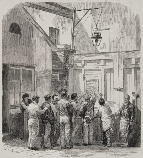 Lecture, dans les rues de Paris, de l’ordre du jour adressé a l’armée d’Italie Silvy, Camille-Léon-Louis  (French, 1834-1910)