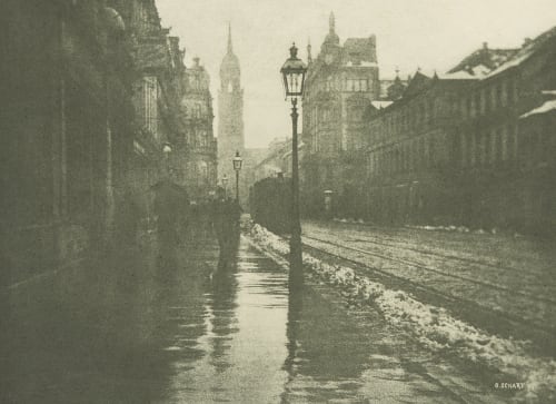 Rheinstrasse in Krefeld bei Dämmerung Scharf, Otto  (German, 1858-1947)