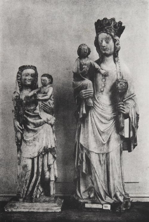 10. Statuette en Albatre de la Sainte Vierge / 11. Statuette en Marbre de la Sainte Vierge Maes, Joseph  (Belgian, 1838-1908)