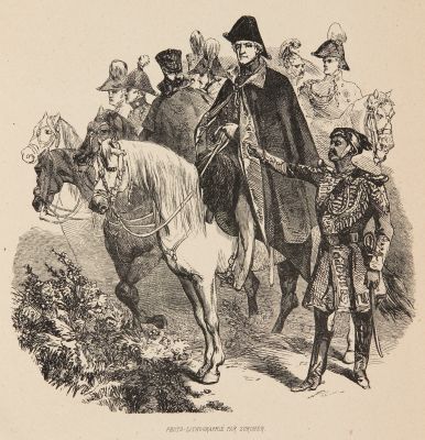 Marshal with his soldiers, woodcut after Gavarni