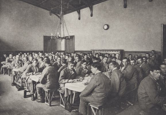 Dining Room with Men at Meal