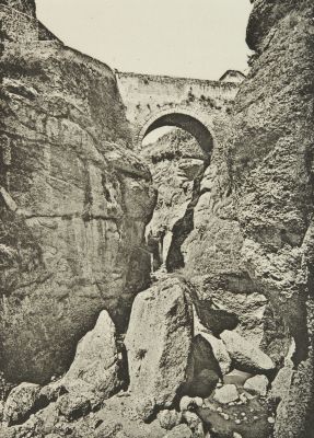 Moorish Bridge over the Tojo or Chasm at Ronda.