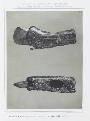 1. Hache de silex, 2. même hache