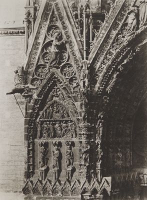 Tympan et Gable a Gauche du Portail de Gauche, l’Angle Nord, Rheims Cathedral