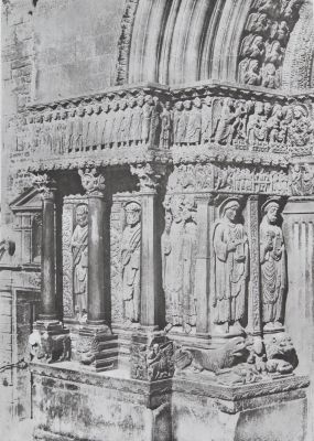 ARLES. LEFT SIDE OF THE MAIN PORTAL OF SAINT-TROPHIME WITH THE EVANGELISTS AND THE BLESSED