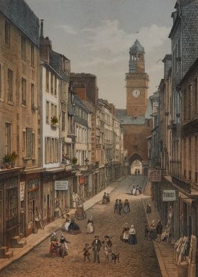 Vue de la rue Saulnerie et Porte Horloge