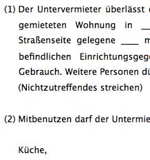 Jetzt hier downloaden: Untermietvertrag für ein Zimmer