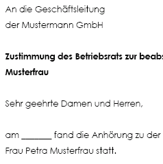 In diesem Schreiben finden Sie alle notwendigen Angaben, um als Betriebsrat einer geplanten Kündigung zu widersprechen. 