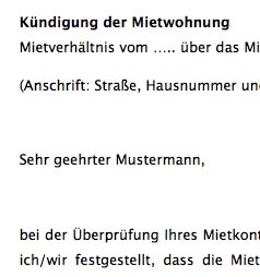 Das Muster einer Kündigung ist beispielhaft für die Kündigung durch eine Hausverwaltung oder eine/n Vertreter/in des Vermieters aufgesetzt worden. 