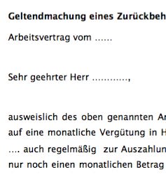 Mit diesem Musterschreiben verweigert ein Arbeitnehmer seine Arbeitsleistung aufgrund ausstehender Lohnzahlungen. 