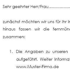 Mit dieser Vorlage, zum sofortigen Download, sichert ein Unternehmer, nach einem erfolgreichen Telefonat, einen möglicherweise entstandenen Vertrag ab.