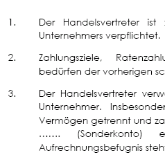 Mit der Mustervereinbarung wird der Handelsvertreter zum Inkasso berechtigt. 