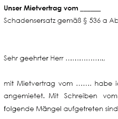 Mit diesem Schreiben macht ein Mieter bei seinem Vermieter Schadensersatzansprüche geltend, die aufgrund einer Verzugshaftung entstanden sind.