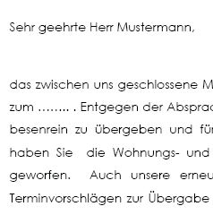 Als Vermieter fordern Sie einen ehemaligen Mieter dazu auf, Dinge, die dieser in seiner Mietsache zurückgelassen hat, abzuholen. 