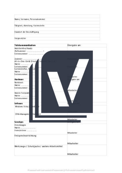 Rückgabe- und Übergabeprotokoll für Betriebsmittel | Nur 4.50€ zum Download