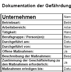 Auf Basis dieser Gefährdungsbeurteilung können Sie einfach und schnell Belastungen bei Handreinigungsarbeiten systematisch erfassen und erforderliche Maßnahmen dokumentieren.