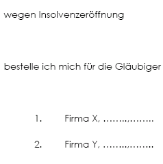 Die Vorlage des Anwaltsschreibens bezieht sich konkret auf die Bestellung eines neuen Mitglieds im Gläubigerausschuss.