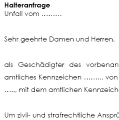 Mit den angeforderten Angaben machen Sie Ihre zuvilrechtlichen Ansprüche gegenüber dem Unfallverursacher geltend.