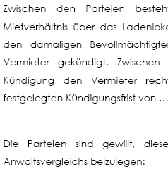 Die Vorlage dient als Grundlage für einen derartigen Anwaltsvergleich – rechtliche Hinweise sind in das Muster eingearbeitet. 