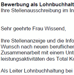 
Auf Basis dieser Muster-Bewerbung, können Sie einfach und professionell, Ihre individuellen Bewerbungsunterlagen bezogen auf Ihre persönliche Situation erstellen.