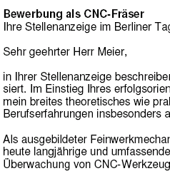 Bewerbung Cnc Fraser Ungekundigt Berufserfahrung Nur 6 89 Zum Download