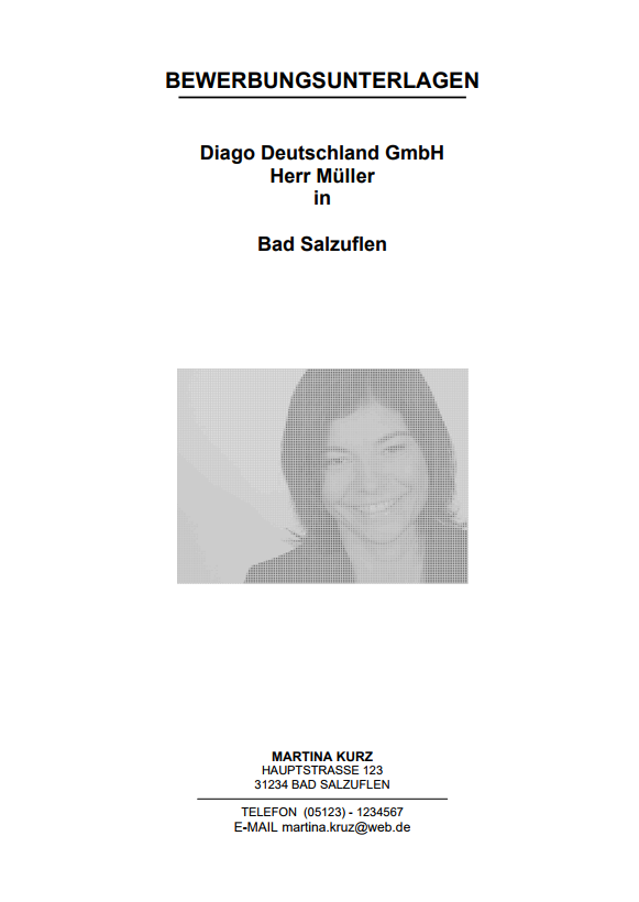 So könnten Sie Ihr Deckblatt gestalten.