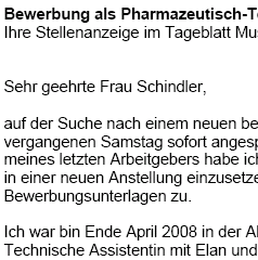 
Auf Basis dieser Muster-Bewerbung, können Sie einfach und professionell, Ihre individuellen Bewerbungsunterlagen bezogen auf Ihre persönliche Situation erstellen.