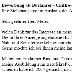 Sofort einsetzbare Bewerbungsvorlagen für Ihre Bewerbung als Busfahrer/in mit Berufserfahrung (ungekündigt) zum Download.