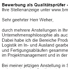 Für Ihre Bewerbung als Qualitätsingenieur im Bereich Automobilindustrie mit Berufserfahrung (ungekündigt) erhalten Sie professionelle und sofort einsetzbare Vorlagen zum Download.