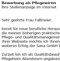 Für Ihre Bewerbung als Pflegewirt/in (Berufseinsteiger) erhalten Sie sofort einsetzbare Vorlagen, von Personalprofis erstellt.
