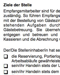 Sie suchen eine Vorlage für eine Arbeitsplatzbeschreibung für eine/n Empfangsmitarbeiter/in Nutzen Sie hierfür die AGG-konforme Muster-Stellenbeschreibung.