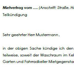 Der Vermieter begründet die Teilkündigung mit der Neuschaffung von Wohnraum.