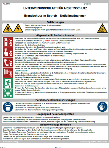 Exemplarischer Einblick in die Unterweisung Brandschutz im Betrieb