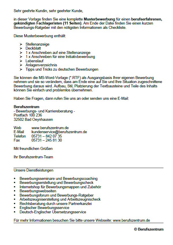 Bewerbungsschreiben Fachlagerist