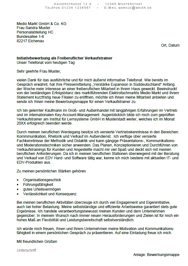 Einblick in die initiative Bewerbung
