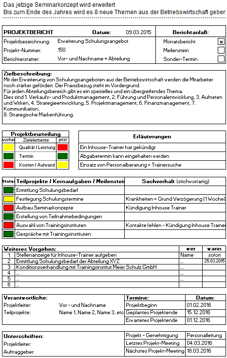 Projektbericht Sofort Download