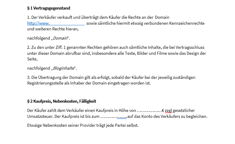 Vorschau für einen Domainverkauf