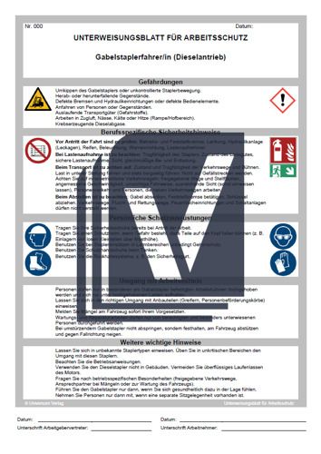 Darstellung der Unterweisung Gabelstaplerfahrer (Dieselantrieb).