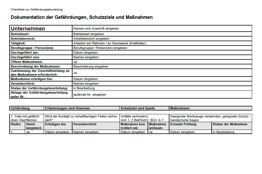 Einblick in die exemplarische Datei