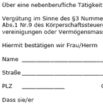 Mit diesem Muster-Formular bestätigen Sie als Verein eine nebenberufliche Tätigkeit, die in Ihrem Verein ausgeübt wurde. 