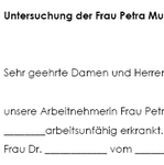 Mit diesem Musterschreiben wird eine Krankenkasse aufgefordert eine Untersuchung durch den medizinischen Dienst in die Wege zu leiten. 