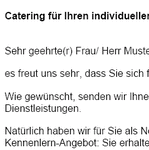 Sie möchten sich als Partyservice / Catering mit einem professionellen Werbebrief und zusätzlichem aussagekräftigem Informationsmaterial vorstellen?