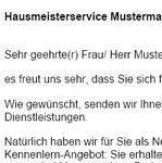 Sie möchten sich als Hausmeisterservice (Facility Management) mit einem professionellen Werbebrief und zusätzlichem aussagekräftigem Informationsmaterial vorstellen?