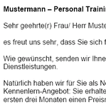 Sie möchten sich als Personal-/Fitnesstrainer mit einem professionellen Werbebrief und zusätzlichem aussagekräftigem Informationsmaterial vorstellen?