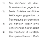 Gewerblicher Domain-Kaufvertrag zwischen dem Inhaber einer Domain und Käufer über die Übertragung der Domain inklusive sämtlicher damit verbundenen Rechte.