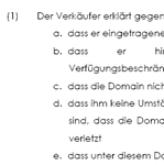 Verkaufsvertrag zwischen dem Inhaber einer Domain und Käufer über die Übertragung der Domain inklusive sämtlicher damit verbundenen Rechte.