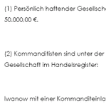 
Der KG-Gesellschaftsvertrag regelt vor allem die Beziehungen (Rechte und Pflichten) der Gesellschafter im Innenverhältnis, untereinander. 