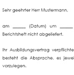 Die Mustervorlage unterstützt Sie dabei, gegenüber Ihrem Azubi eine Abmahnung auszusprechen.